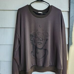 ROMWE Brown Graphic Sweatshirt